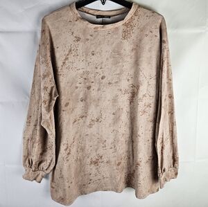 Vintage Fashion Nova Suede Stain Print Blouse Top Womens L Bohemian Going Out